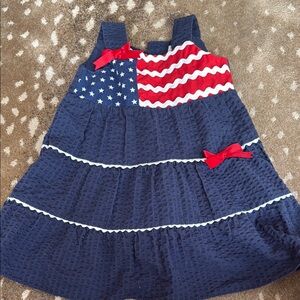Patriotic Kids Dress with Red and Blue Design